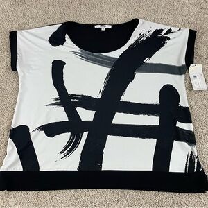 Sympli Top Womens 8 Black Jersey Knit Quiet Luxury Round Neck Relaxed NWTc46